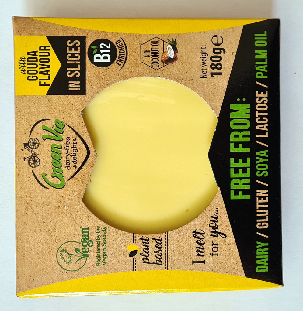 Veganská alternativa sýru gouda plátky 180 g Greenvie 